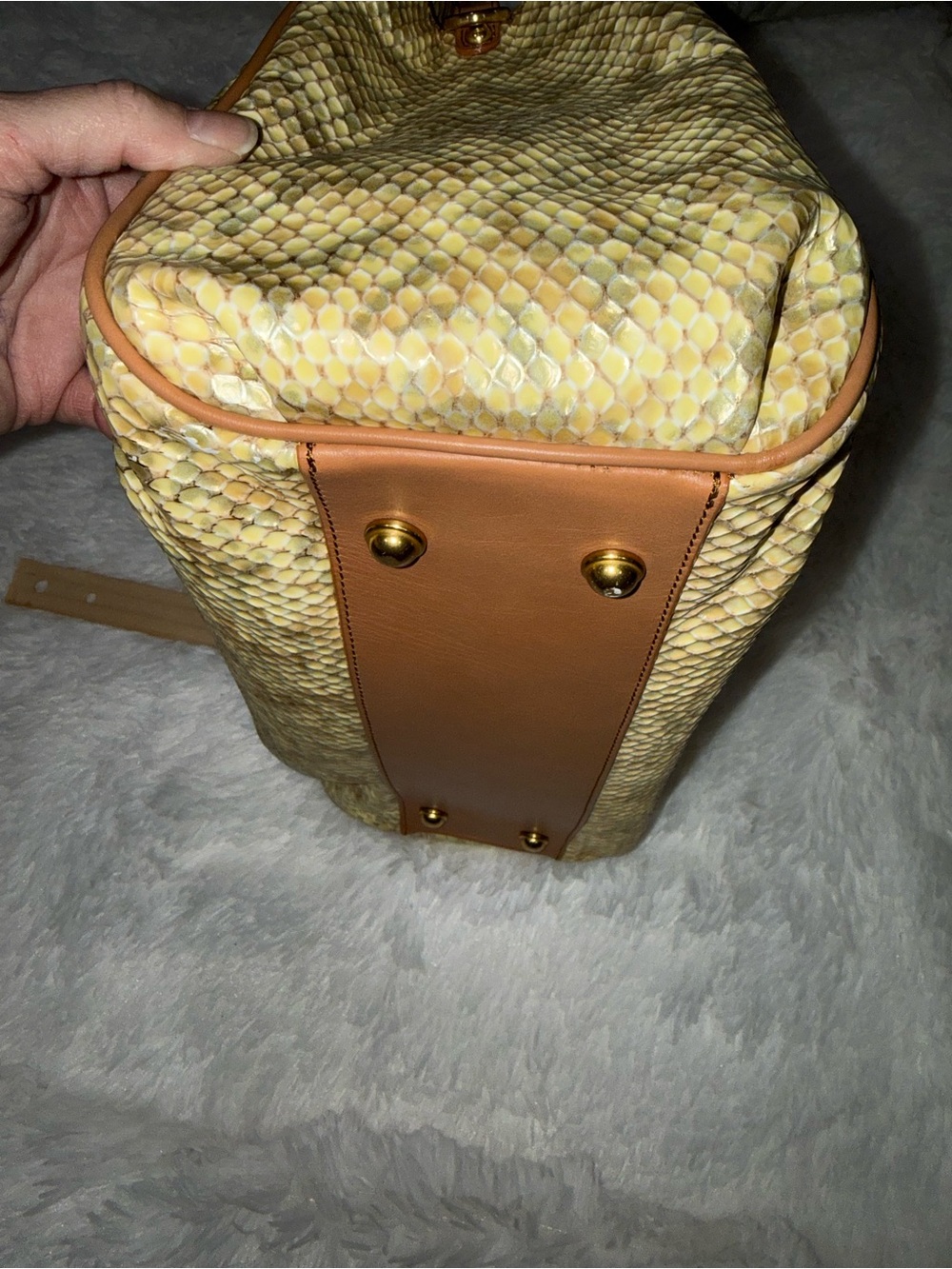 Brahmin Cream Snake-embossed Satchel - Picture 5 of 16